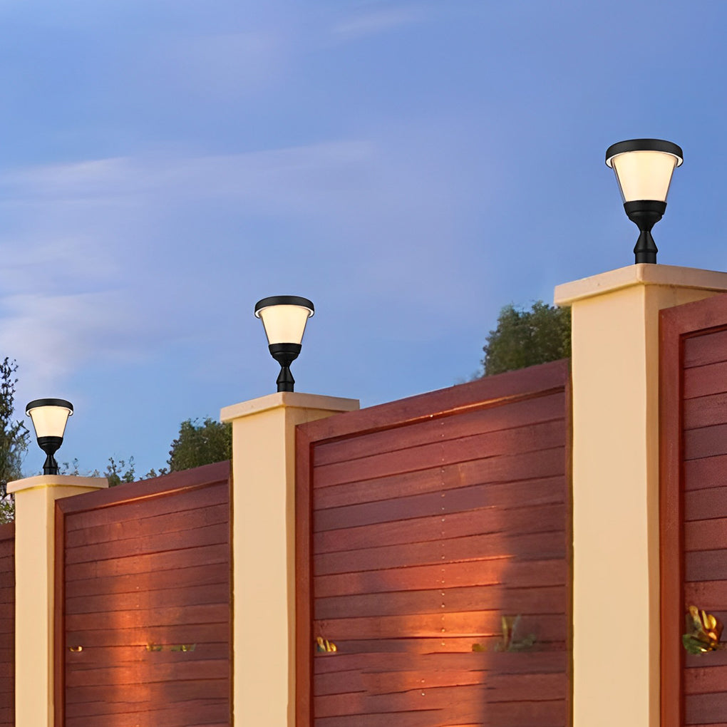 Waterproof LED Black Modern Solar Fence Post Cap Light Pillar Lights - Lamp Outdoor