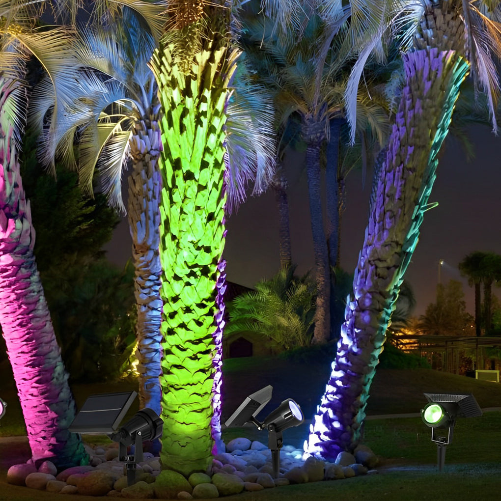 Adjustable Waterproof LED Multicolor Dimmale Solar Powered Spot Light - Lamp Outdoor