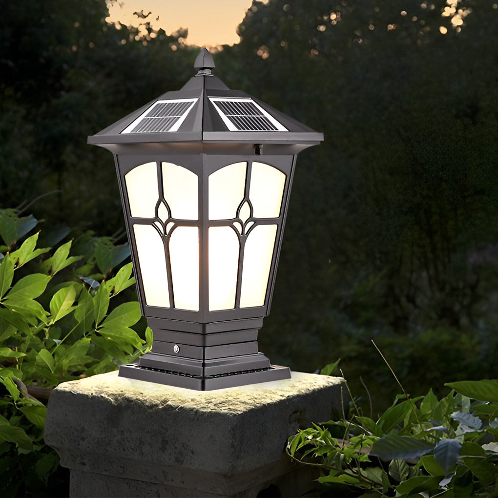 Waterproof Aluminum LED Brown Retro Solar Solar Post Cap Lights Pillar Lamp - Lamp Outdoor
