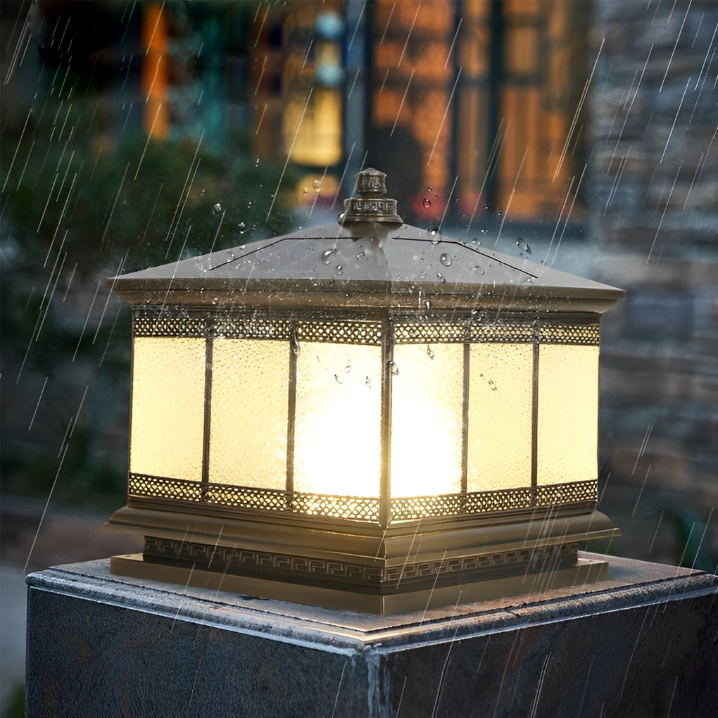 Intelligent Four Step Dimming Waterproof Retro Solar Fence Post Lights - Lamp Outdoor
