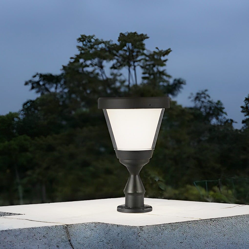 Waterproof LED Black Modern Solar Fence Post Cap Light Pillar Lights - Lamp Outdoor