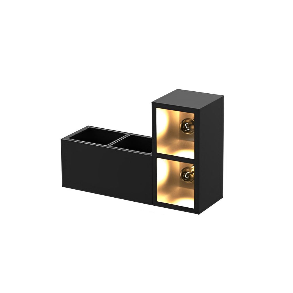 Waterproof Creative Square Combination LED Black Wall Lamp with Flowerpot - Lamp Outdoor
