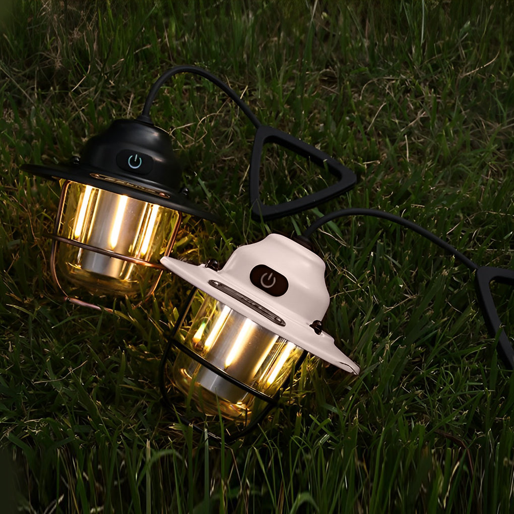 Round LED Waterproof USB Rechargeable Retro Outdoor Light Camping Lamp - Lamp Outdoor