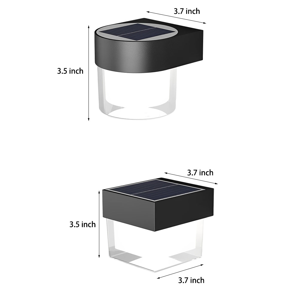 Square Round Waterproof LED Black Minimalist Solar Outdoor Wall Lights - Lamp Outdoor
