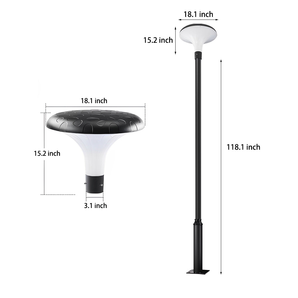 Round Mushroom Waterproof Intelligent Black Modern Solar Lamp Post Light - Lamp Outdoor