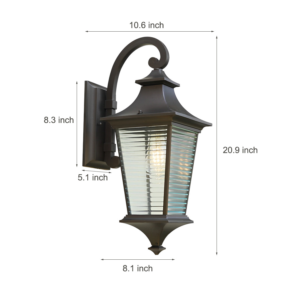 Retro Waterproof Creative Stripes Glass Shade Modern Outdoor Wall Light - Lamp Outdoor