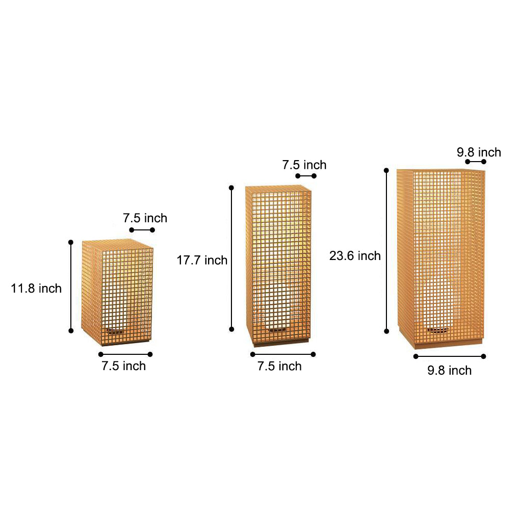 Artistic Gold Cuboid Pathway Bollard Lights with LED Solar or Hardwired Asian-Inspired Design - Lamp Outdoor