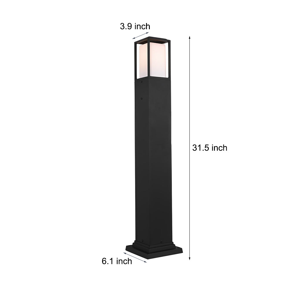 31.49 Inch High Black Aluminum Bollard Path Lights Elegant Square Outdoor Lighting - Lamp Outdoor