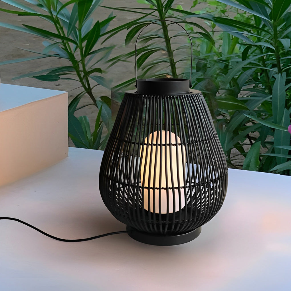 Portable Black Modern Iron Woven E27 Pillar Accent Outdoor Lantern - Lamp Outdoor