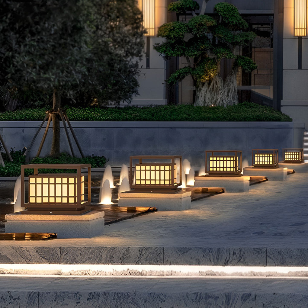 Square LED Waterproof Brown Modern Outdoor Deck Post Lights Pillar Light - Lamp Outdoor