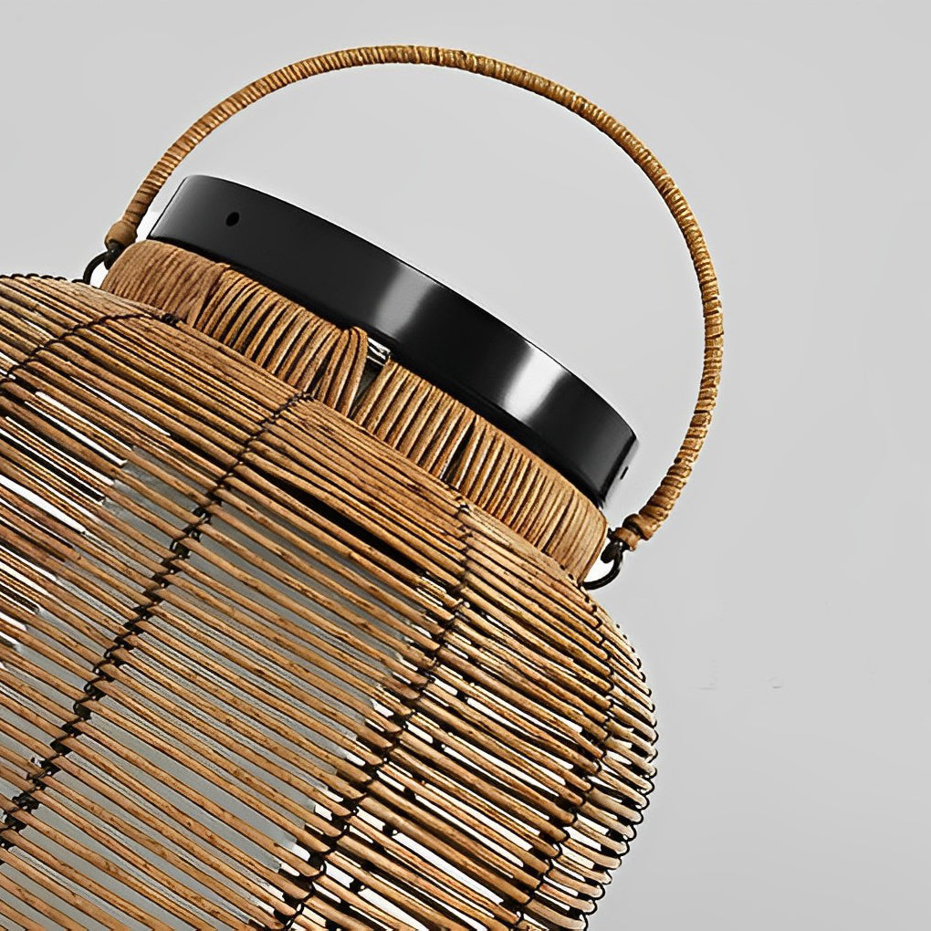 Portable Lantern Rattan LED Waterproof Solar Outdoor Lights Floor Lamp - Lamp Outdoor