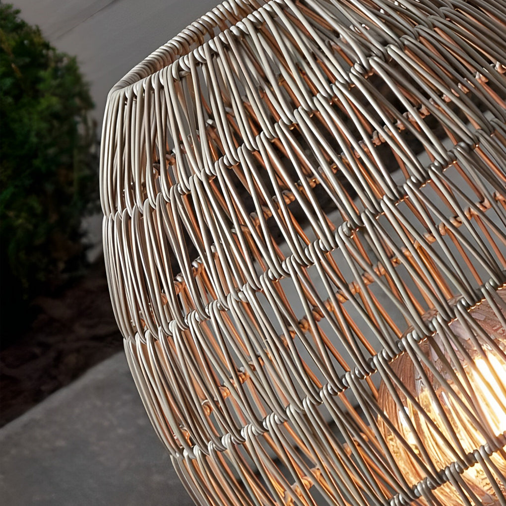 Elegant Handmade Rattan Oval Cage Outdoor Floor Lamp - Lamp Outdoor