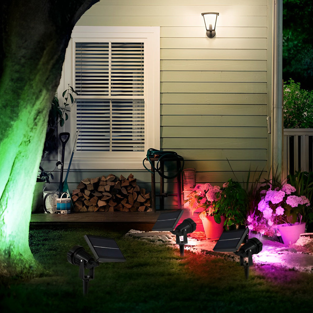 Adjustable Waterproof LED Multicolor Dimmale Solar Powered Spot Light - Lamp Outdoor