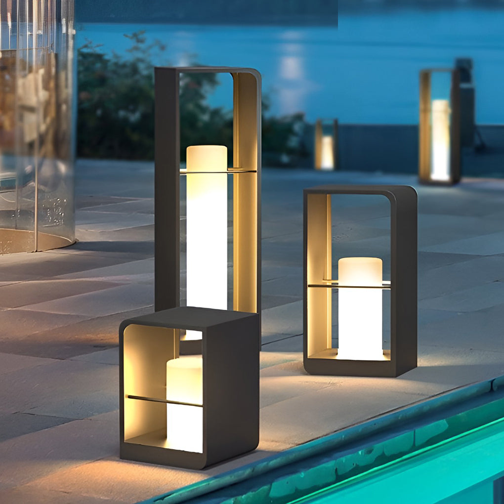 Gladys Rectangular Frame Modern Metal Outdoor Lights - Lamp Outdoor