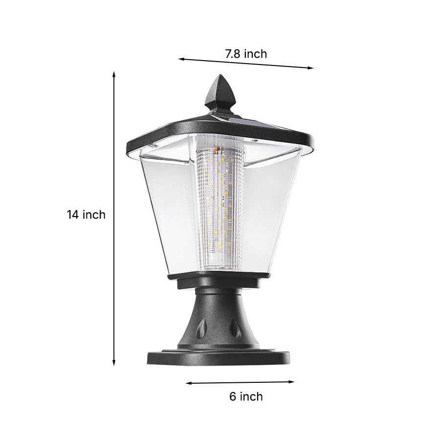 LED Solar Power Pillar Lights Waterproof Pyramid - Lamp Outdoor