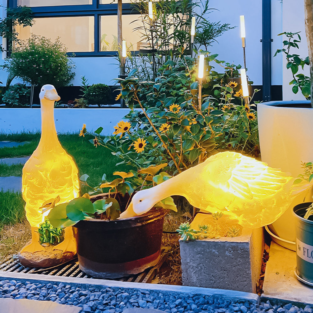 Arisha Modern Decorative Goose Resin Solar Garden Ground Light - Lamp Outdoor