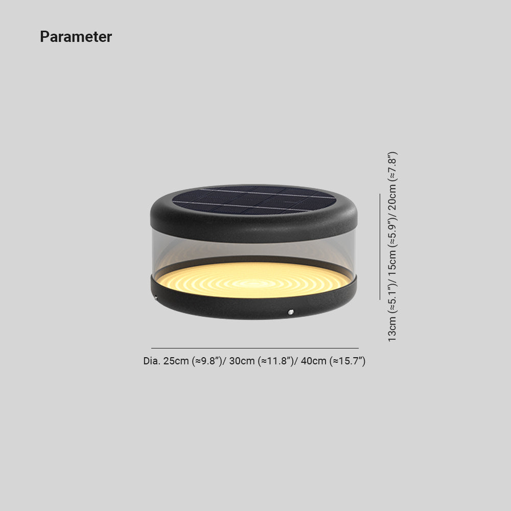 Ray Modern Cylinder Metal Solar Lamp Outdoor, Warm Light - Lamp Outdoor