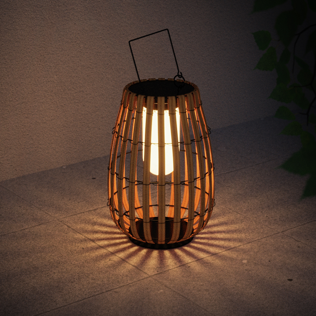 Rattan Portable Lantern Shaped LED Waterproof Solar Outdoor Lights - Lamp Outdoor