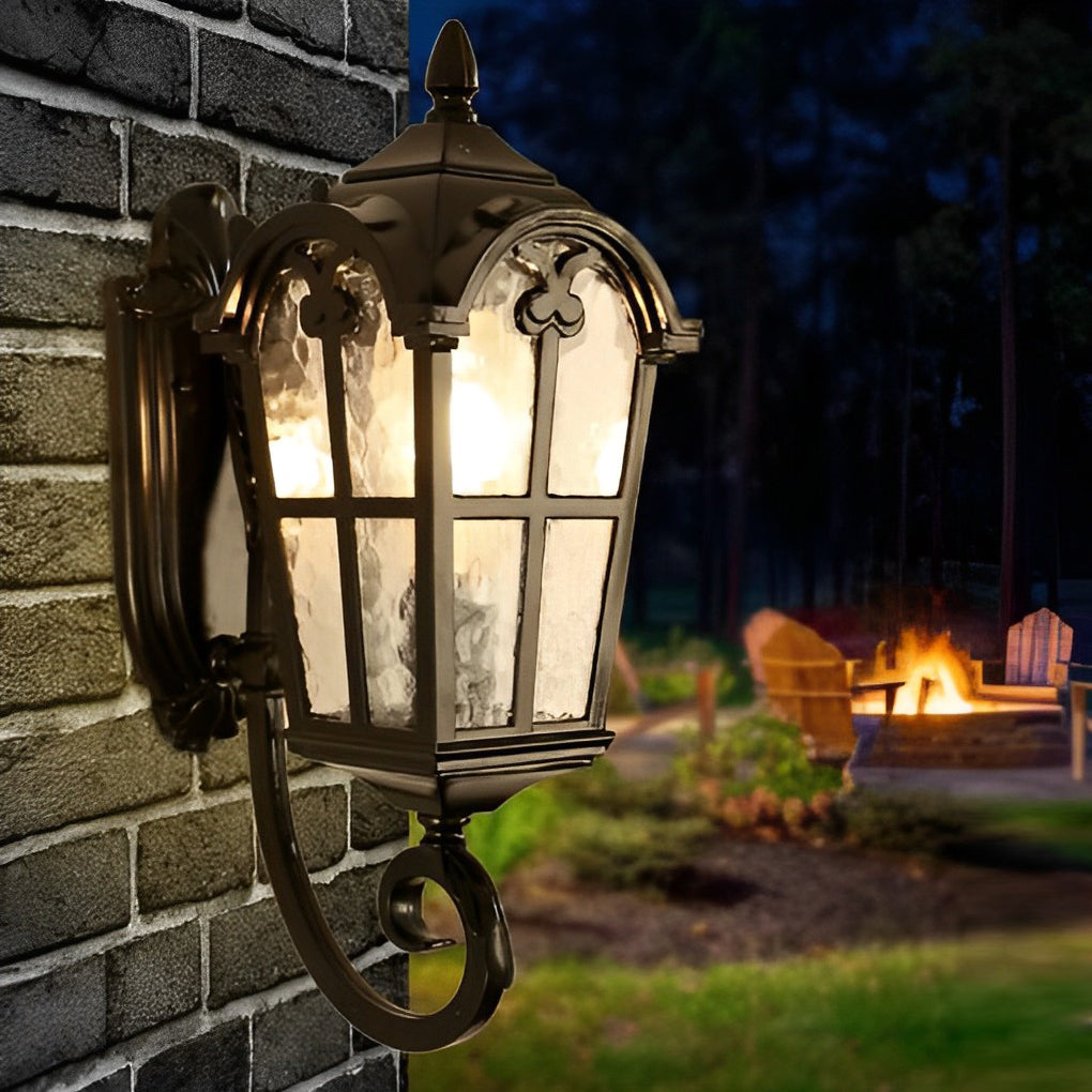 Vintage Glass Waterproof Black European-style Outdoor Wall Lamp Exterior Lights - Lamp Outdoor