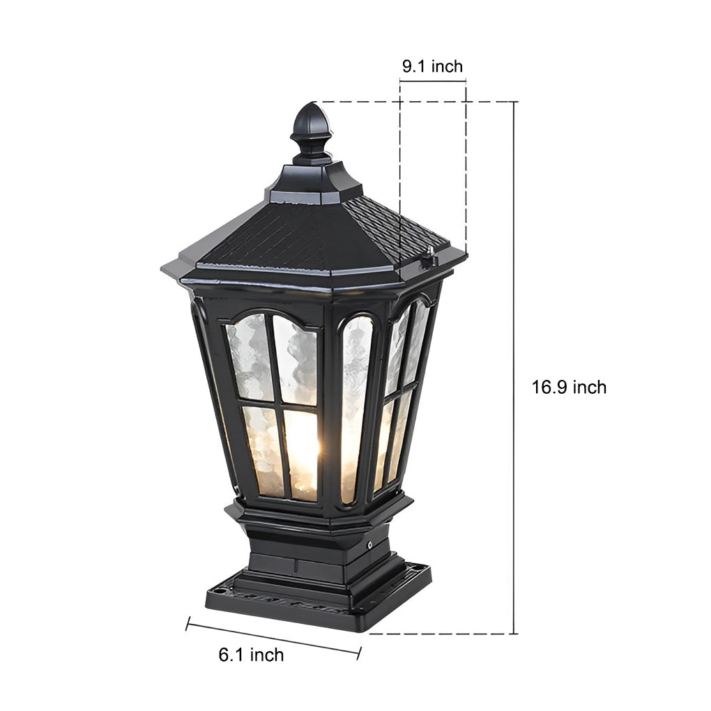 Retro Pavilion Shape Waterproof LED Solar Powered Fence Post Lights - Lamp Outdoor