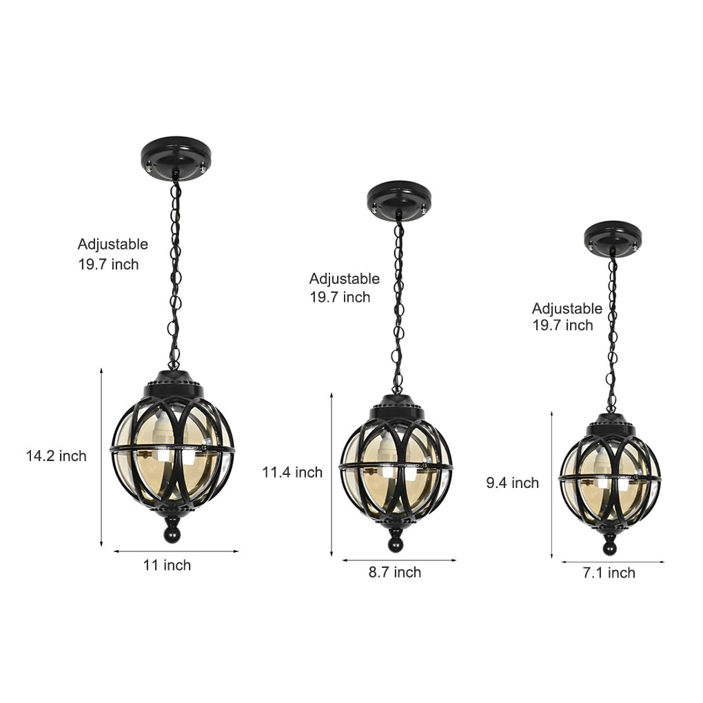 European-style Retro Pendant Aluminum Glass Hanging Ball Outdoor Ceiling Light - Lamp Outdoor