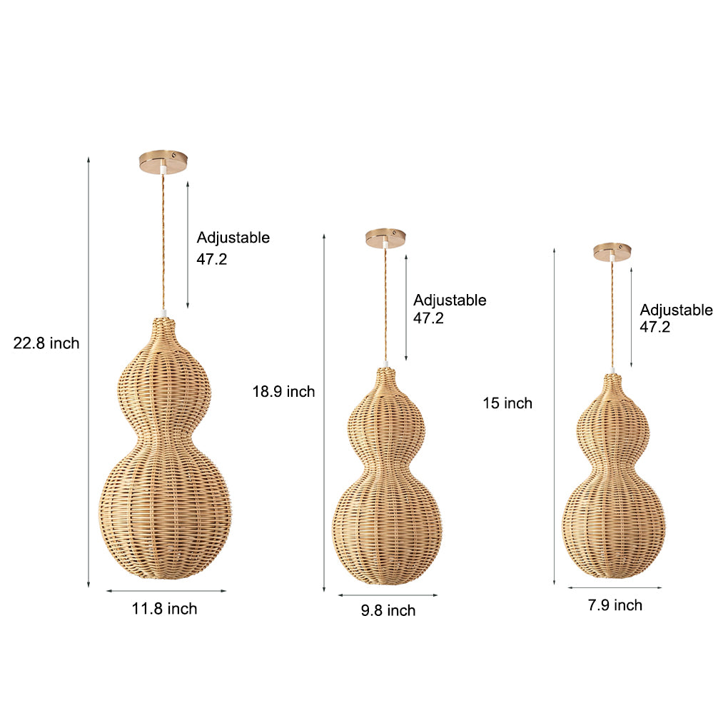 Woven Rattan Gourd Hanging Lamp Outdoor Pendant Light for Patio - Lamp Outdoor