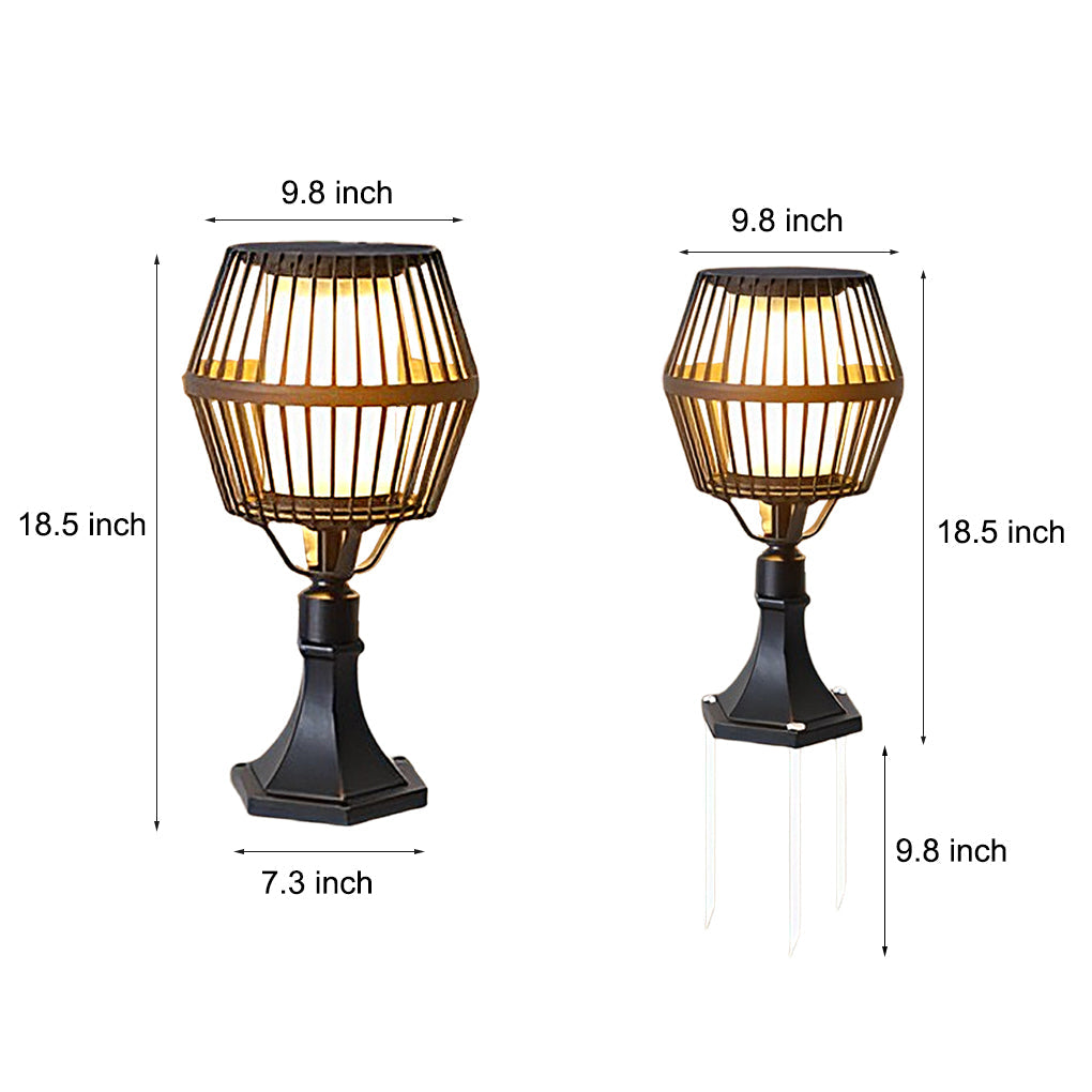 Modern Matte Black Solar Caged Lanterns - Lamp Outdoor