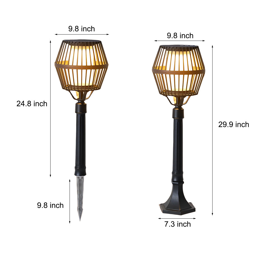Modern Matte Black Solar Caged Lanterns - Lamp Outdoor