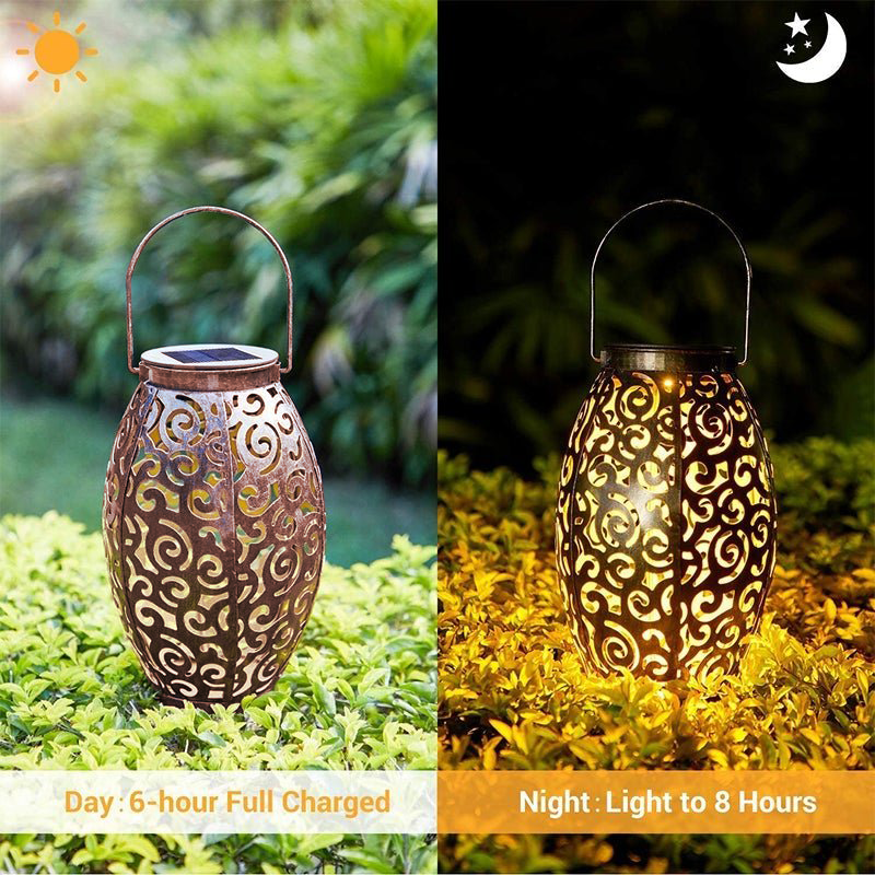 Solar Powered LED Waterproof Red Copper Antique Outdoor Lanterns Solar Lights - Lamp Outdoor