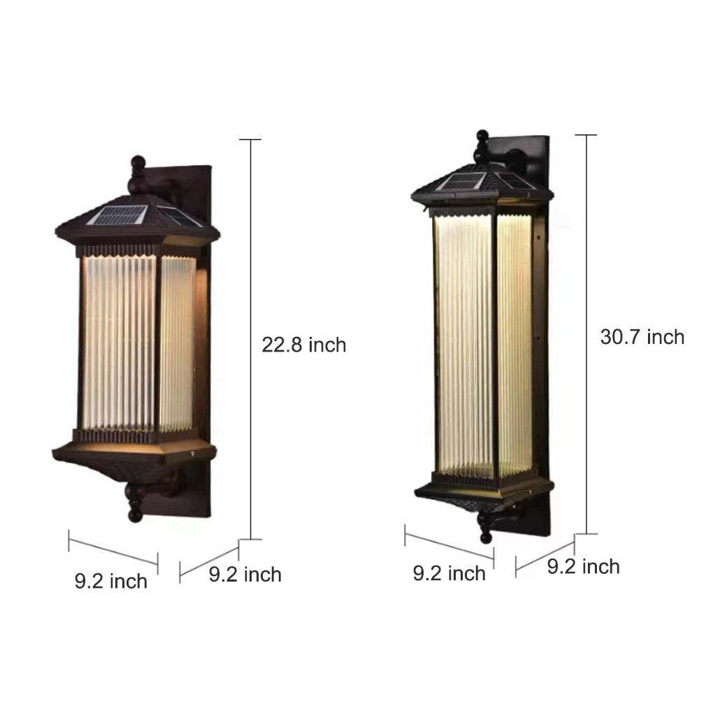 Vintage Striped Glass Shade IP55 Waterproof Retro Solar Lights Outdoor - Lamp Outdoor