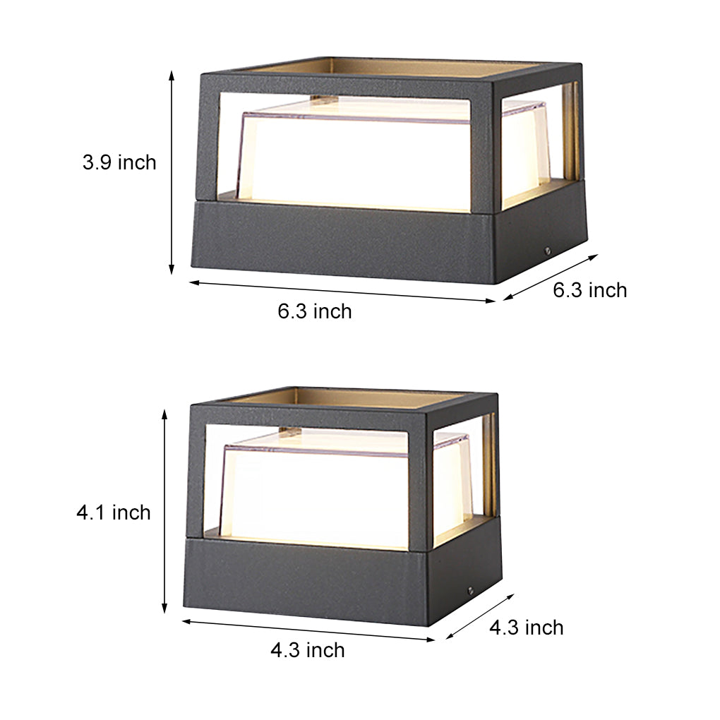 Square Double Layer Shade Outdoor Pier Mount Light Post Lamp - Lamp Outdoor