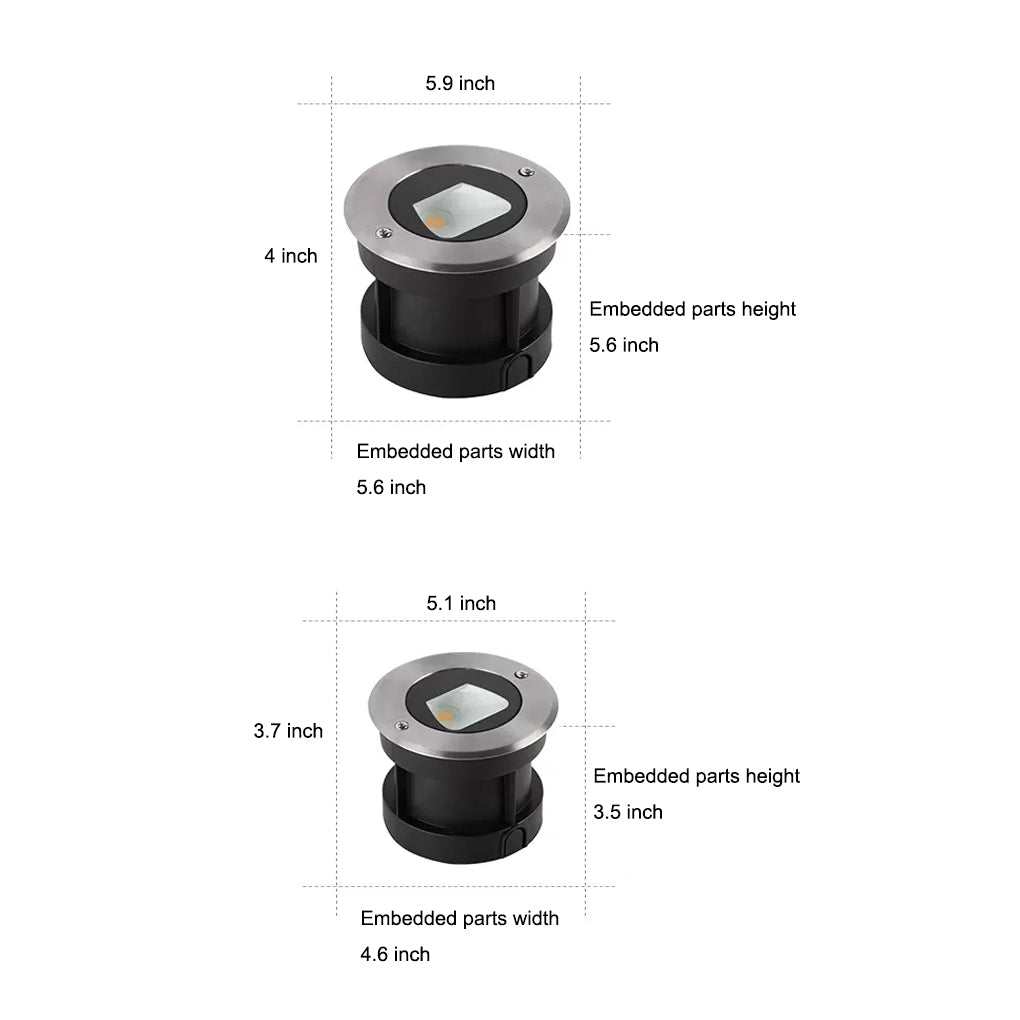 Ultra-thin Waterproof Recessed Step Lights LED Ground Lighting for Stairs, Decks (IP65, 110-240V, Warm White) - Lamp Outdoor