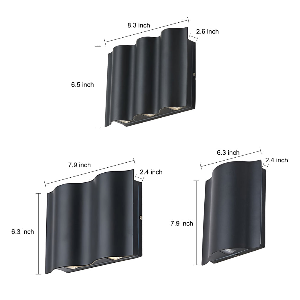 Arc Waterproof Wave Wall Sconces Outdoor Cool LED Up and Down Wall Mounted Lights - Lamp Outdoor