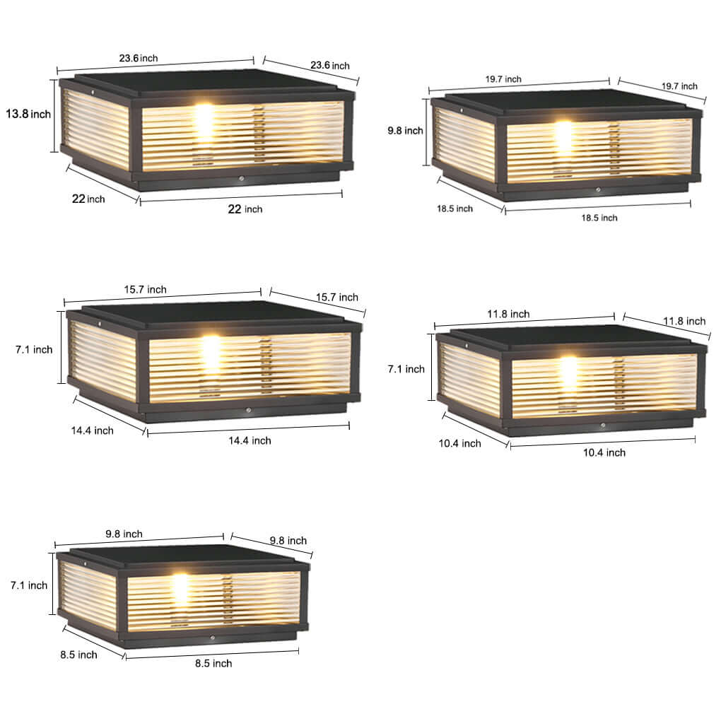 Square Ribbed Glass Outdoor Pier Mount Pillar Light - Lamp Outdoor