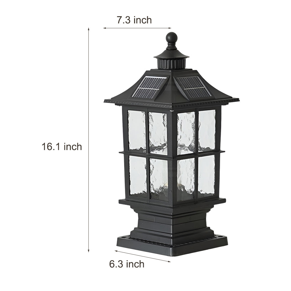 Waterproof Dimming LED Black Modern Solar Post Caps Light with Remote Control - Lamp Outdoor