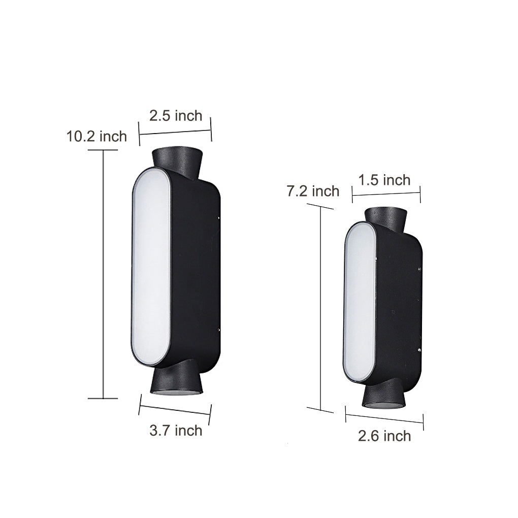 Waterproof LED Up and Down Lights Black Modern Outdoor Wall Sconce Lighting - Lamp Outdoor