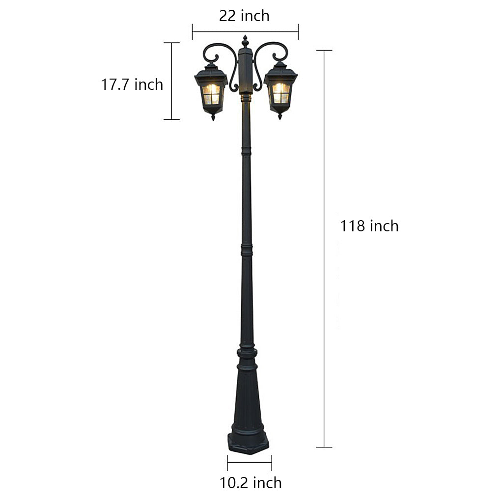 2 Lights Waterproof Black European Style Outdoor Pole Lights Public Lighting - Lamp Outdoor