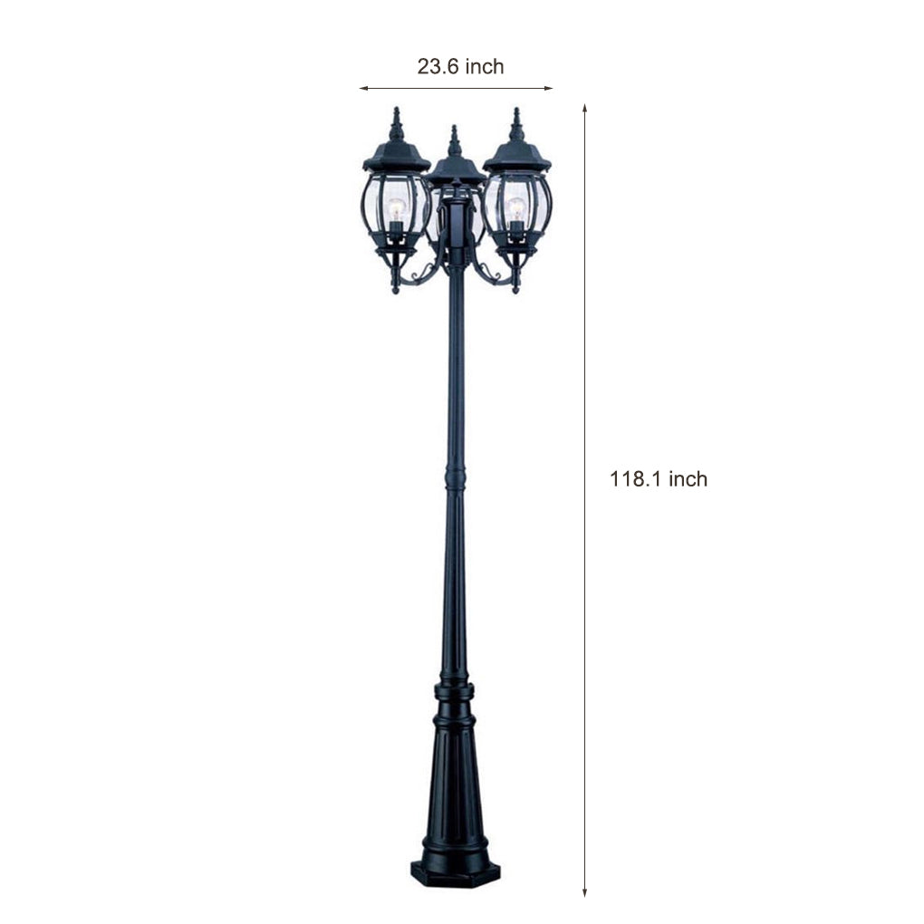 Waterproof 3 Lights Black European Style Garden Lamp Post Lights - Lamp Outdoor