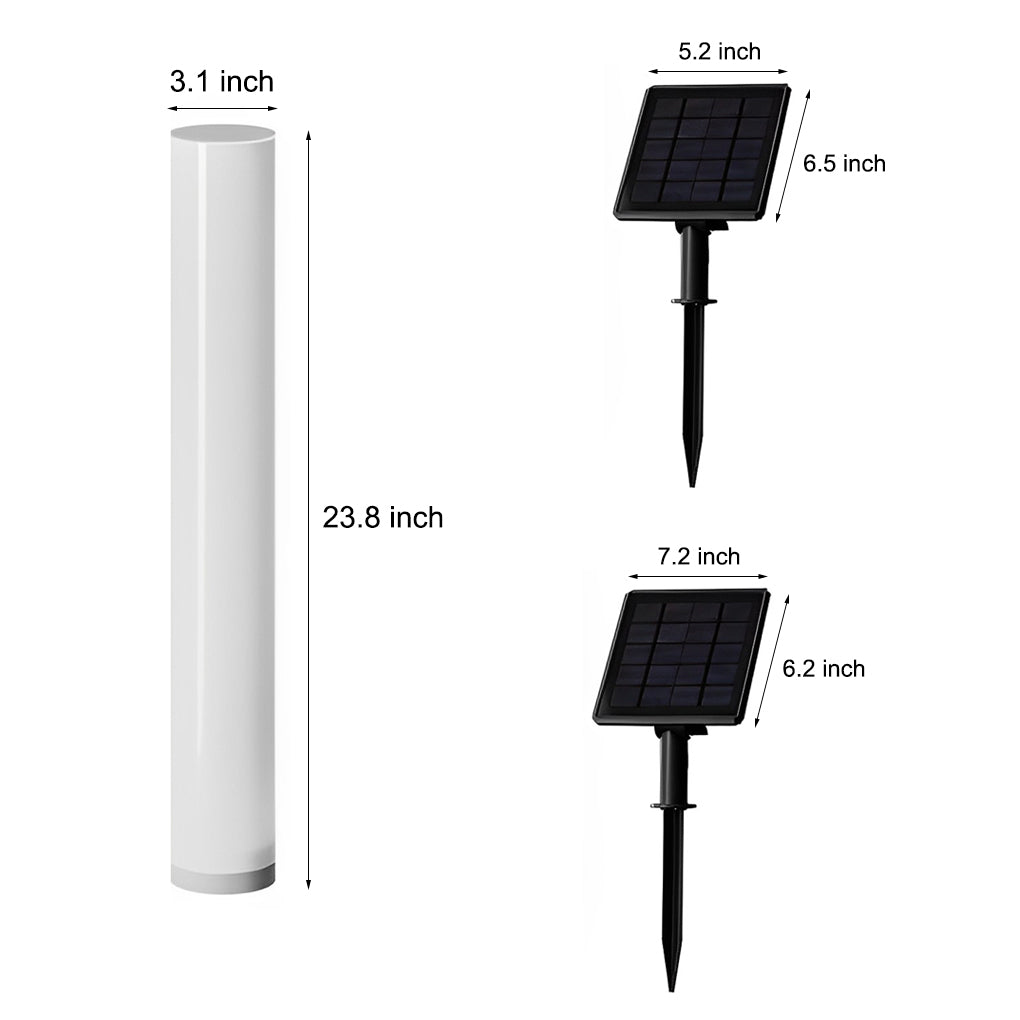 Long Cylindrical Waterproof White Modern Solar Lawn Lights Lamp Post - Lamp Outdoor