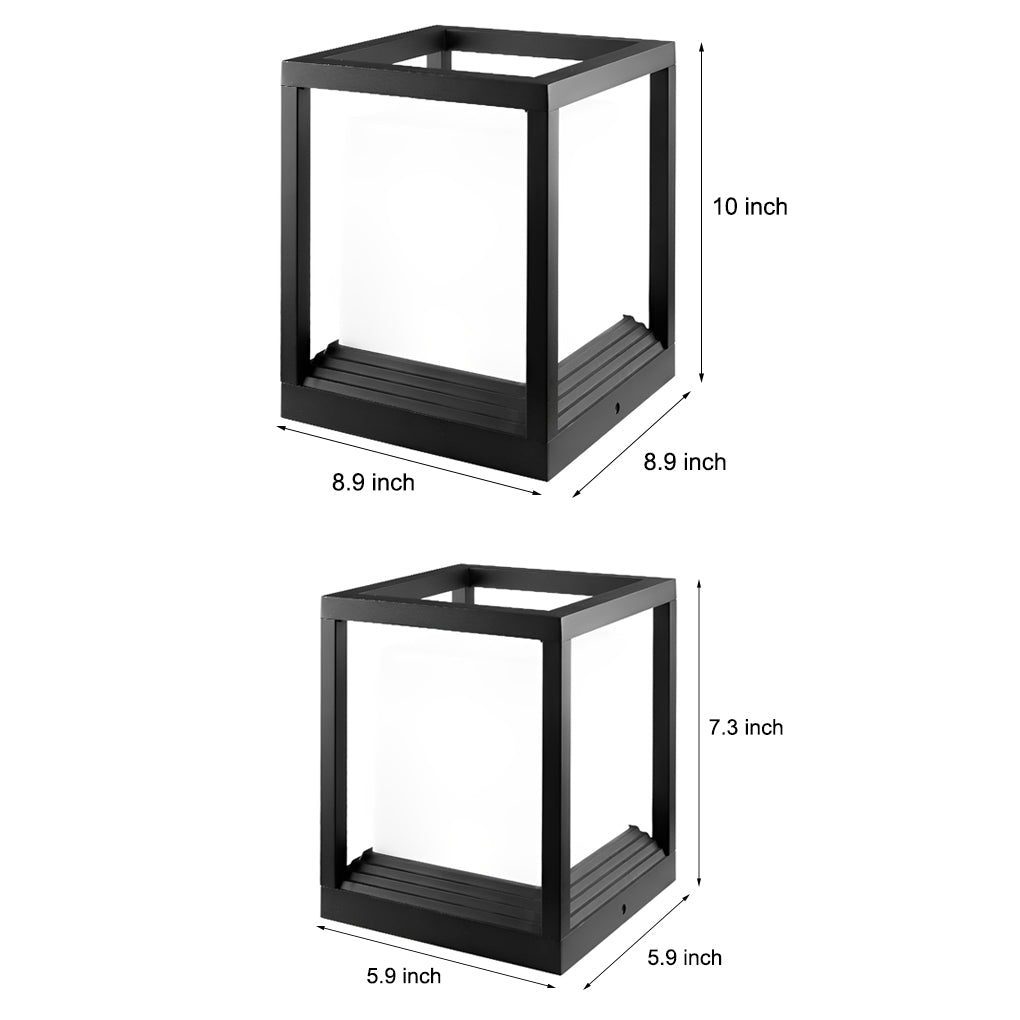 Minimalist Square Waterproof LED Black Modern Solar Fence Post Lights - Lamp Outdoor