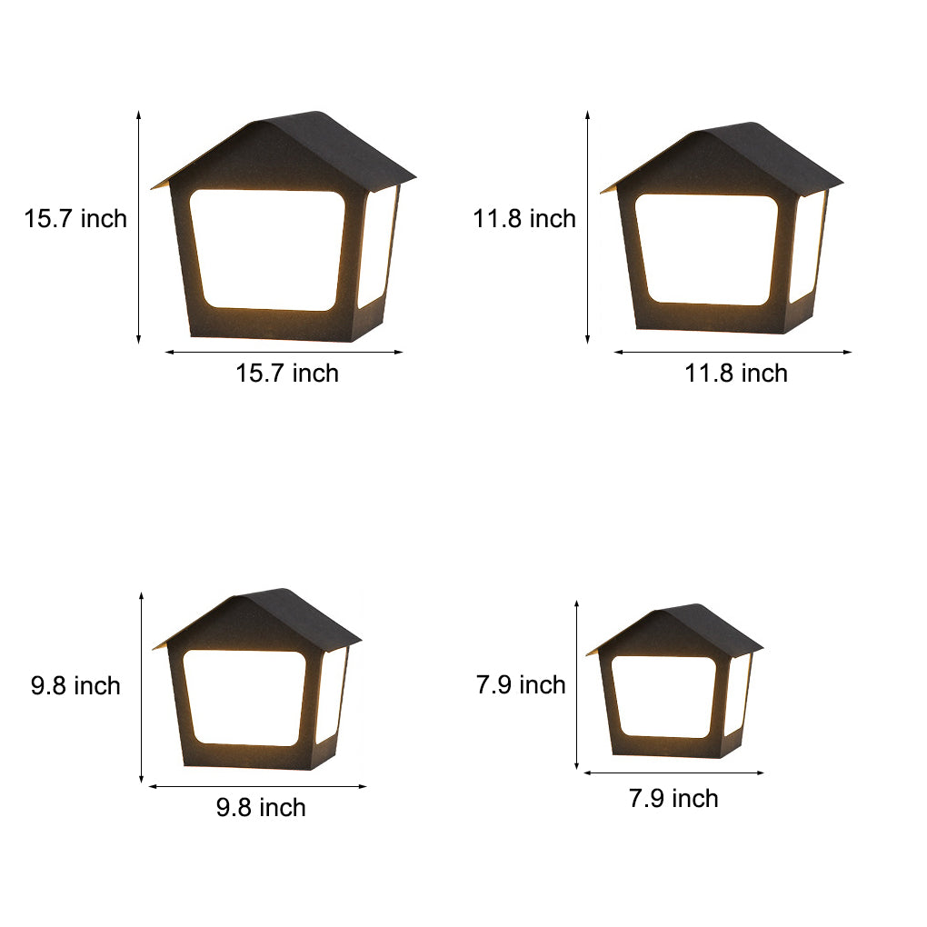 Cottage Shaped LED Waterproof Black Modern Solar Fence Post Lights Pillar Light - Lamp Outdoor