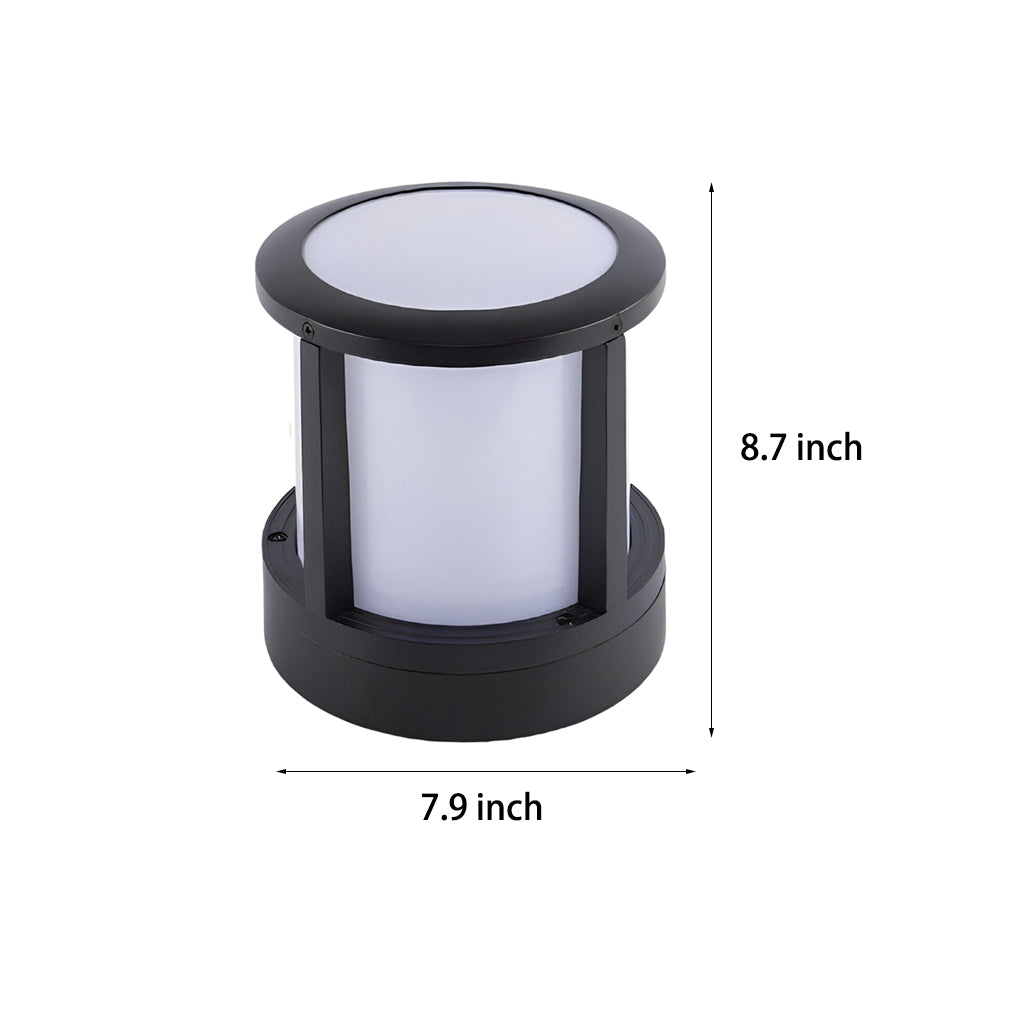 Cylindrical Aluminum LED Waterproof Black Outdoor Fence Post Lights - Lamp Outdoor