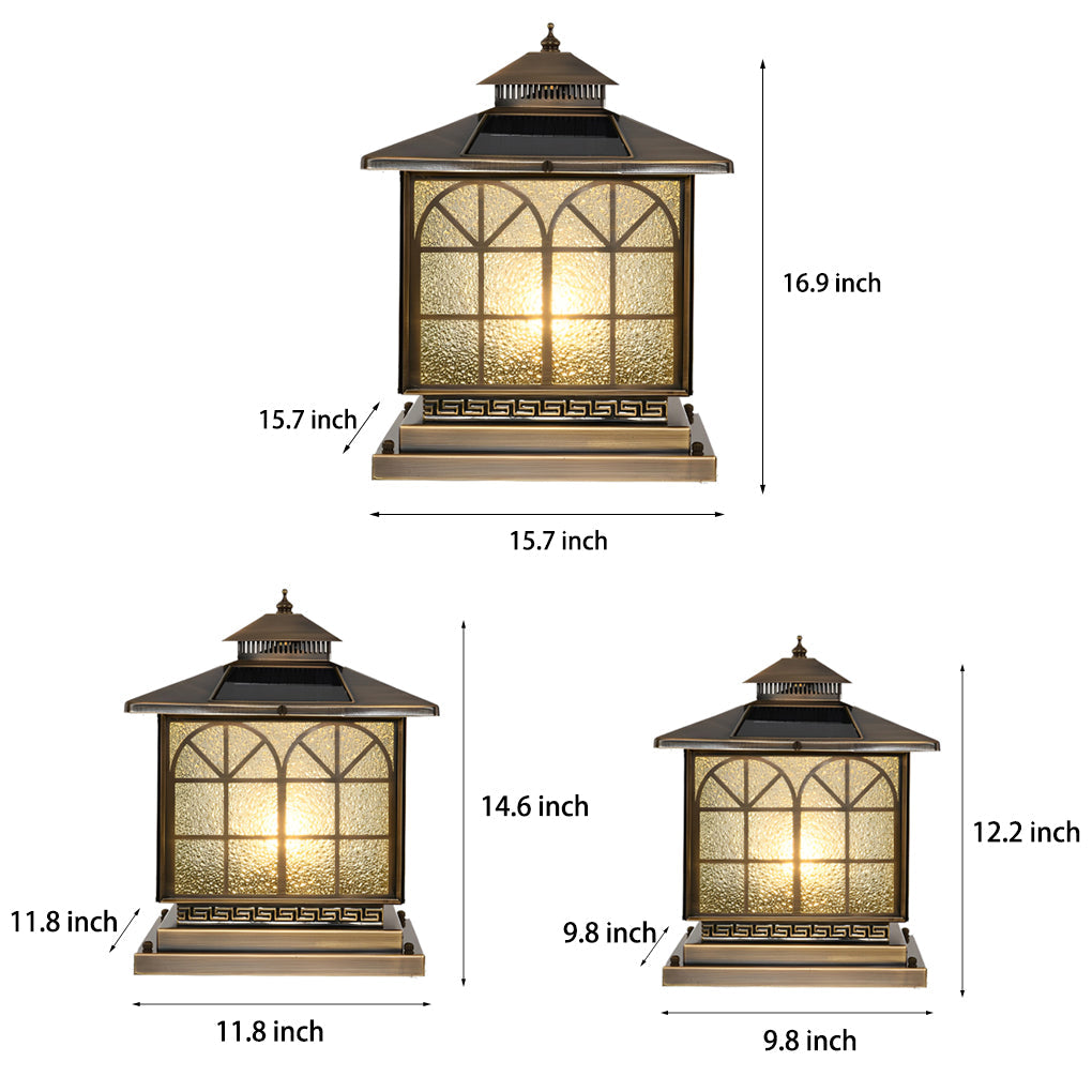 Classical Waterproof LED 3 Step Dimming Bronze Solar Post Caps Lights - Lamp Outdoor