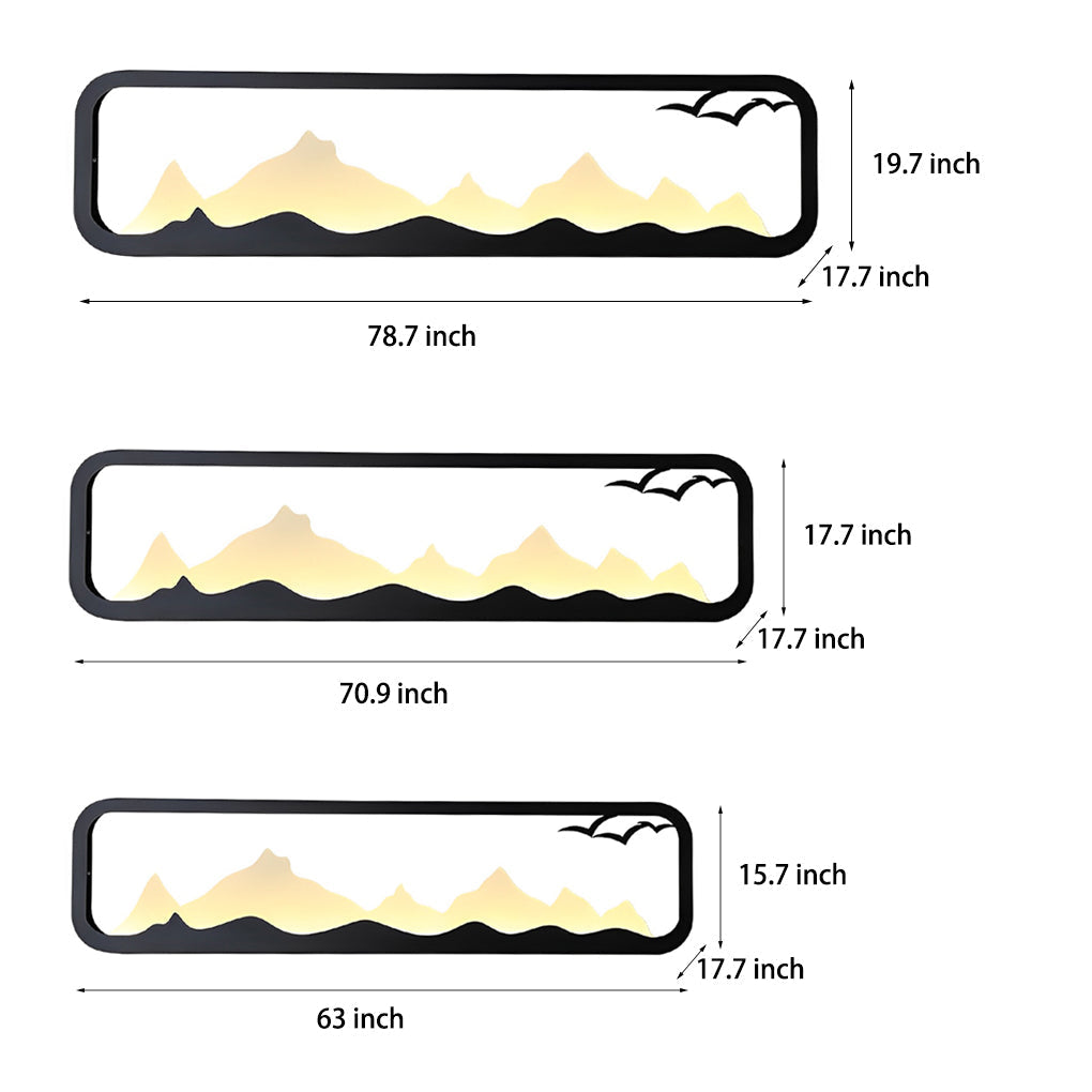 Rectangular Mountain Scenery LED Waterproof Black Outdoor Wall Lamp - Lamp Outdoor