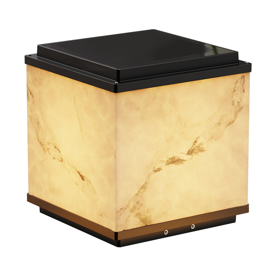 Square Marbled LED Waterproof Modern Solar Powered Fence Post Lights - Lamp Outdoor
