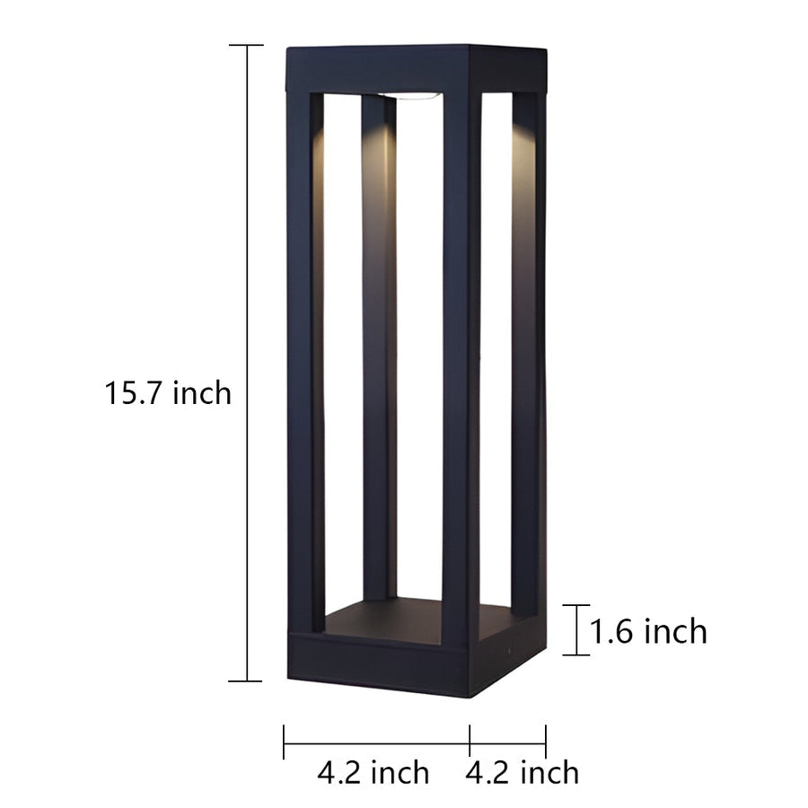 Black Aluminum Garden LED 7W 4-Beam Landscape Bollard Lights - Lamp Outdoor