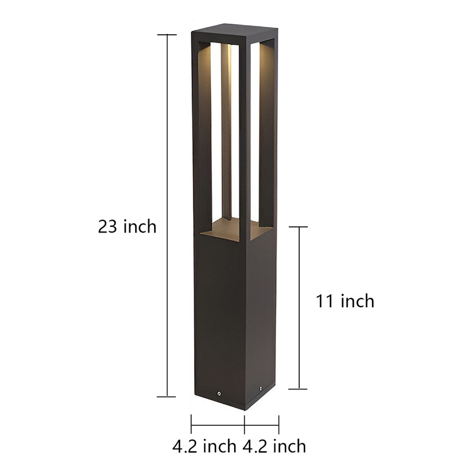 Black Aluminum Garden LED 7W 4-Beam Landscape Bollard Lights - Lamp Outdoor