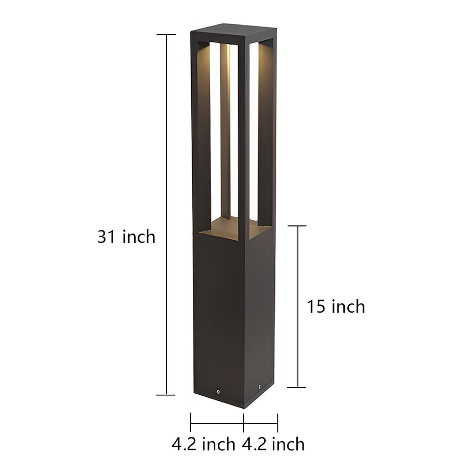 Black Aluminum Garden LED 7W 4-Beam Landscape Bollard Lights - Lamp Outdoor