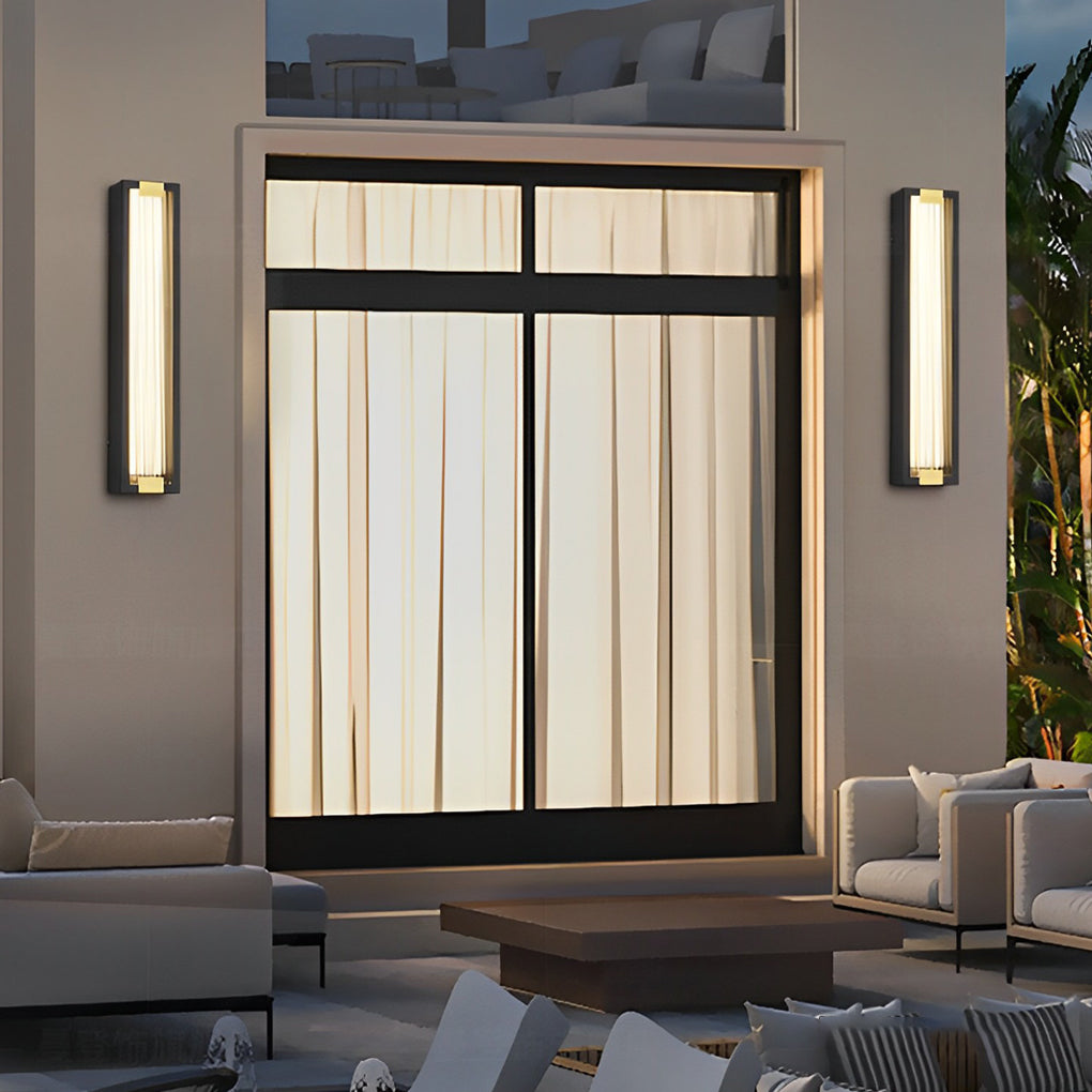 Rectangular Waterproof LED Black Modern Porch Lights Wall Sconces - Lamp Outdoor