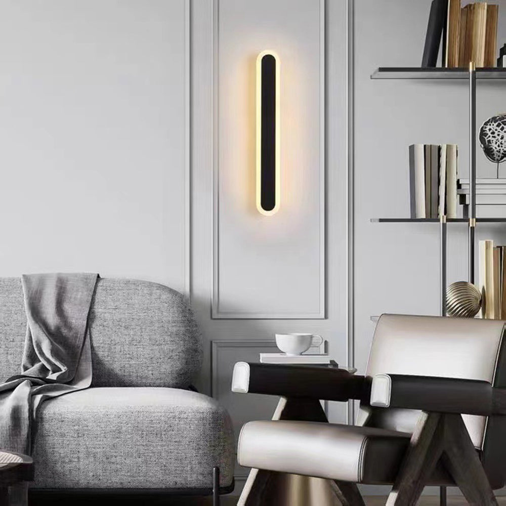 Arisha Minimalist Metal Linear Oval Outdoor Wall Lamp - Lamp Outdoor